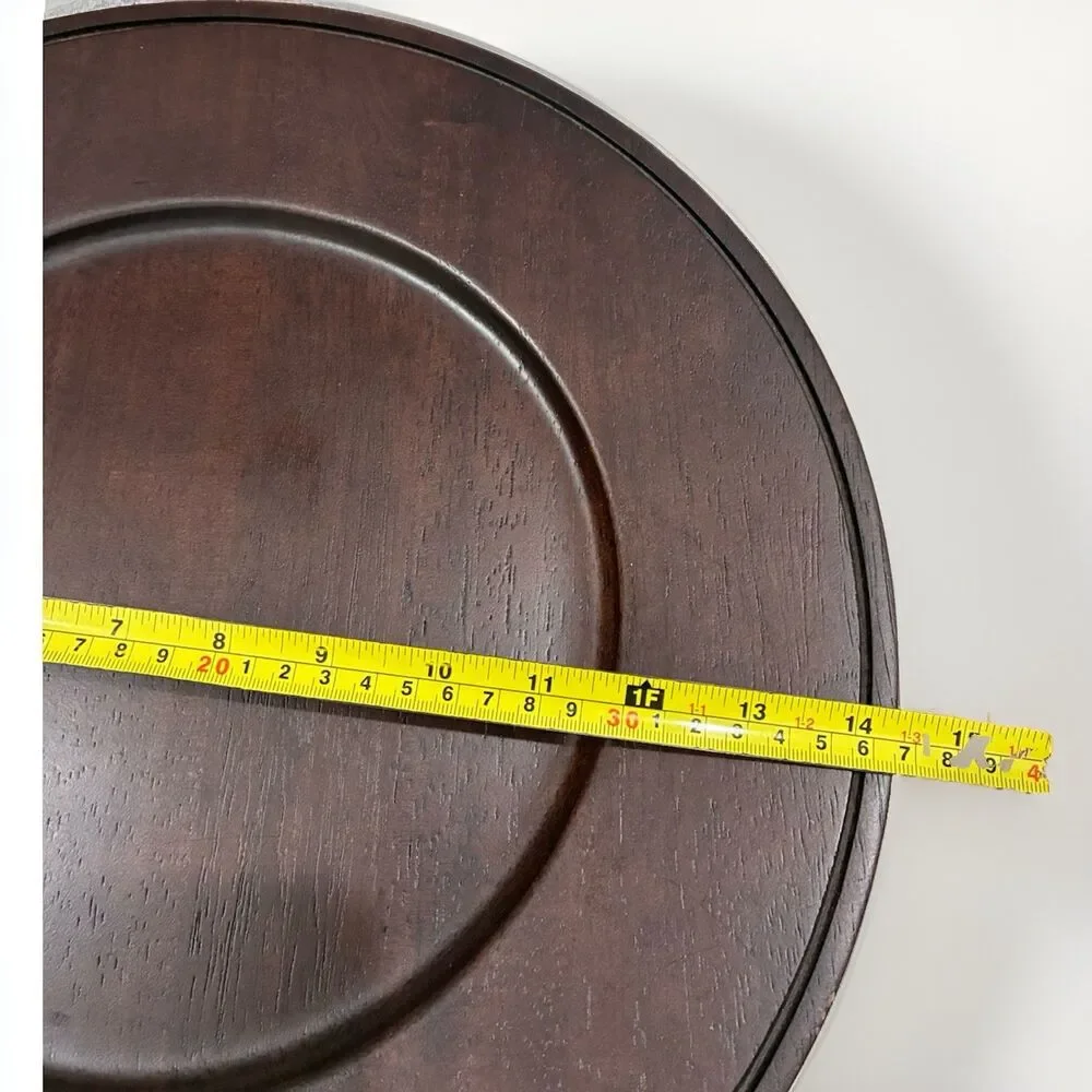 Pier 1 Walnut Wooden Charger  14.5” Set Of 4 Dark Brown For 9” Plate